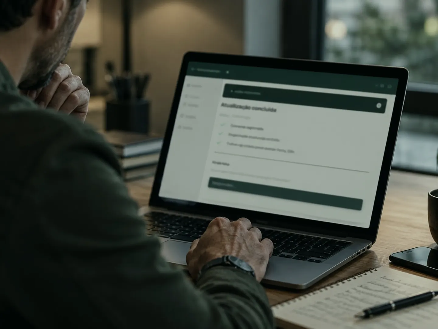 Pessoa trabalhando no notebook com o CRM aberto na tela